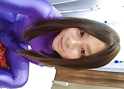 Japanese tiro crossdresses masturbate purple morphsuit